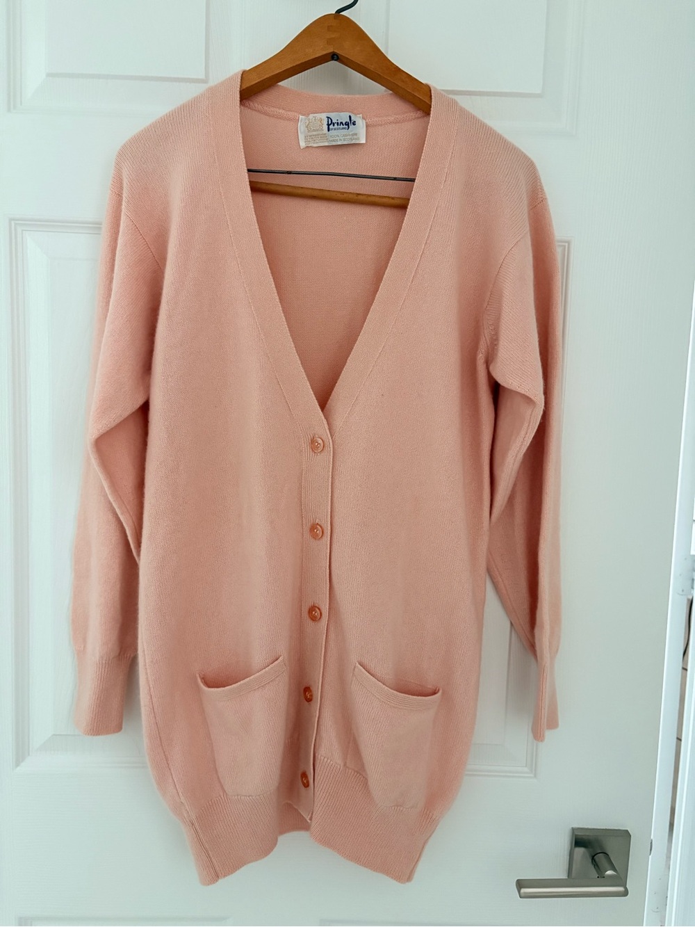 100% Cashmere Blush Pink Button Front Cardigan